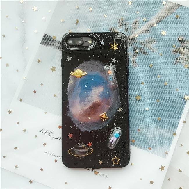 itGirl Shop GLITTER SPACE PILLS BLACK WHITE IPHONE COVER CASE