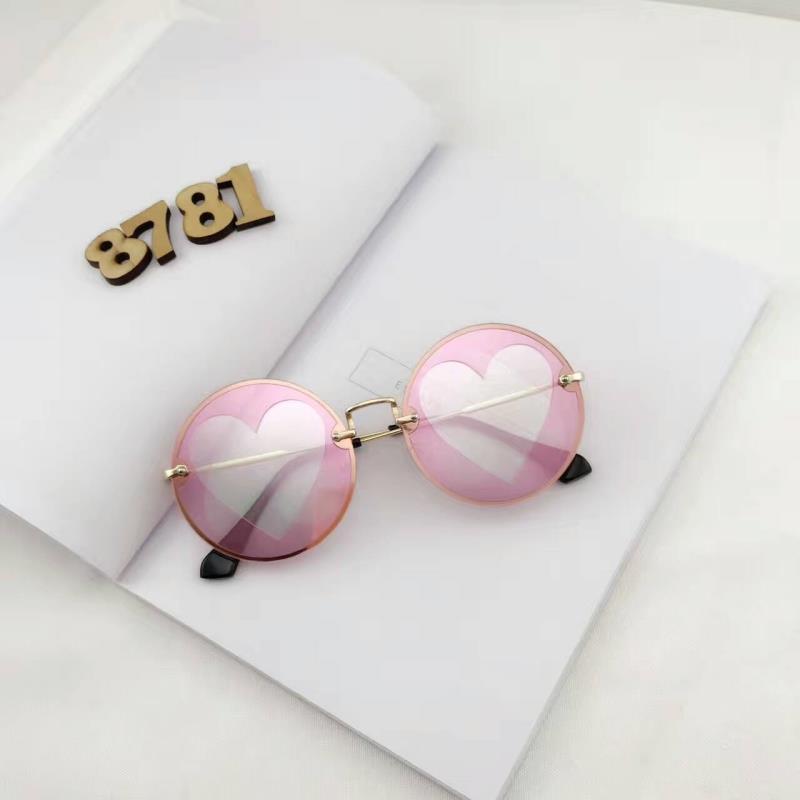 itGirl Shop GRADIENT COLORFUL HEARTS METALLIC FRAME ROUND GLASSES