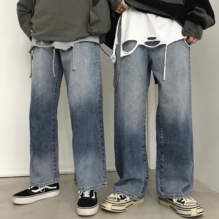 Gradient Washed Teen Trend Denim Wide Leg Jeans