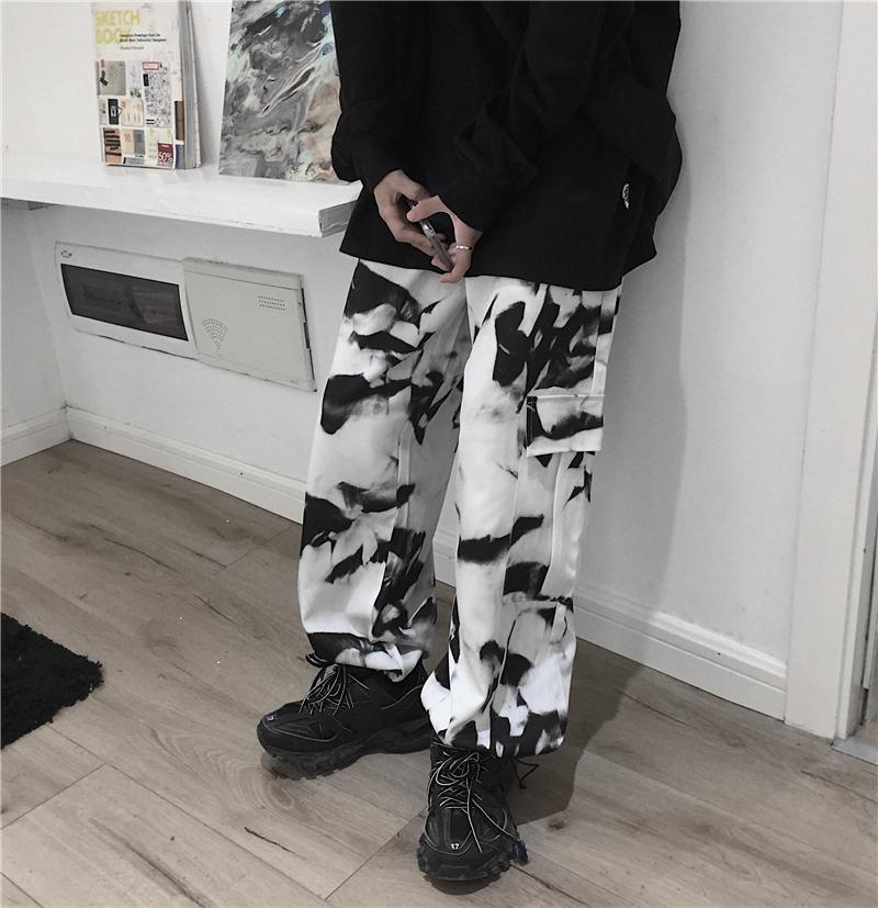 Grunge Tie Dye Pattern Oversized Pants With Pockets