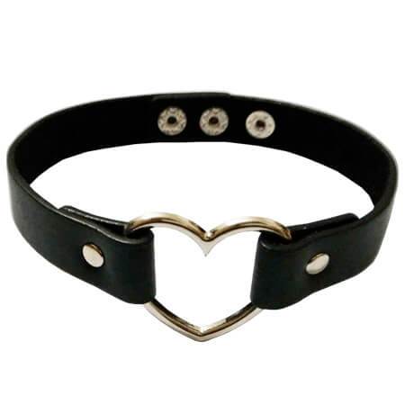 itGirl Shop - Aesthetic Clothing -Heart Shaped Ring Leather Choker