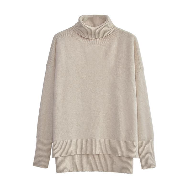 itGirl Shop - Aesthetic Clothing -High Neck Long Ribbed Knit Sweater