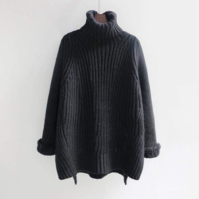 itGirl Shop HIGH NECK LOOSE HUGE KNIT SWEATER