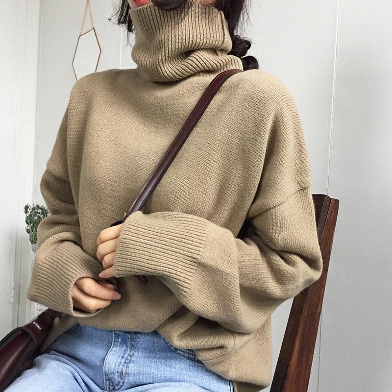 itGirl Shop HIGH TURTLE NECK THIN KNIT WARM COZY AUTUMN SWEATER