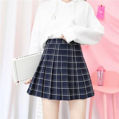itGirl Shop HIGH WAIST COLORFUL PLAID WITH SHORTS SCHOOL SKIRT