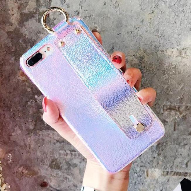 itGirl Shop HOLOGRAPHIC BACK BAND LEATHER COVER CASE