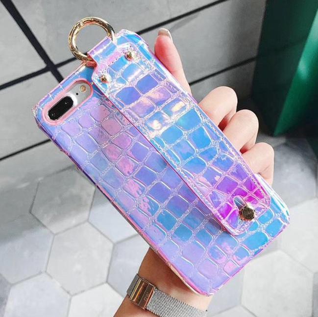 itGirl Shop HOLOGRAPHIC BACK BAND LEATHER COVER CASE
