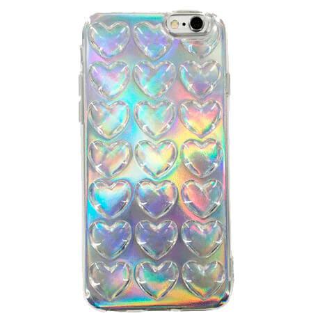 itGirl Shop HOLOGRAPHIC LAYER TRANSPARENT HEARTS CASE