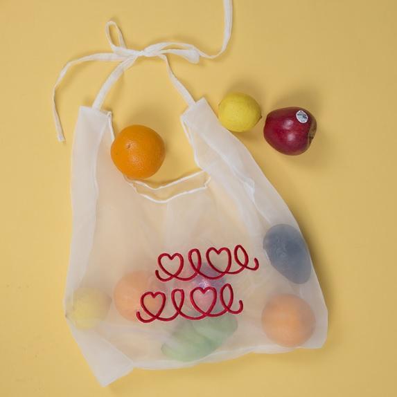 Kawaii Embroidered Fruits Mesh Shoulder Tote Bag