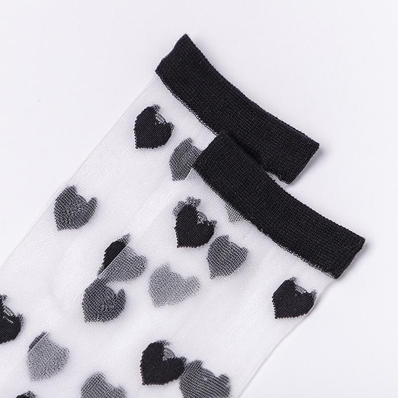 Kawaii Hearts Colorful Transparent Mesh Socks