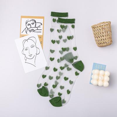Kawaii Hearts Colorful Transparent Mesh Socks
