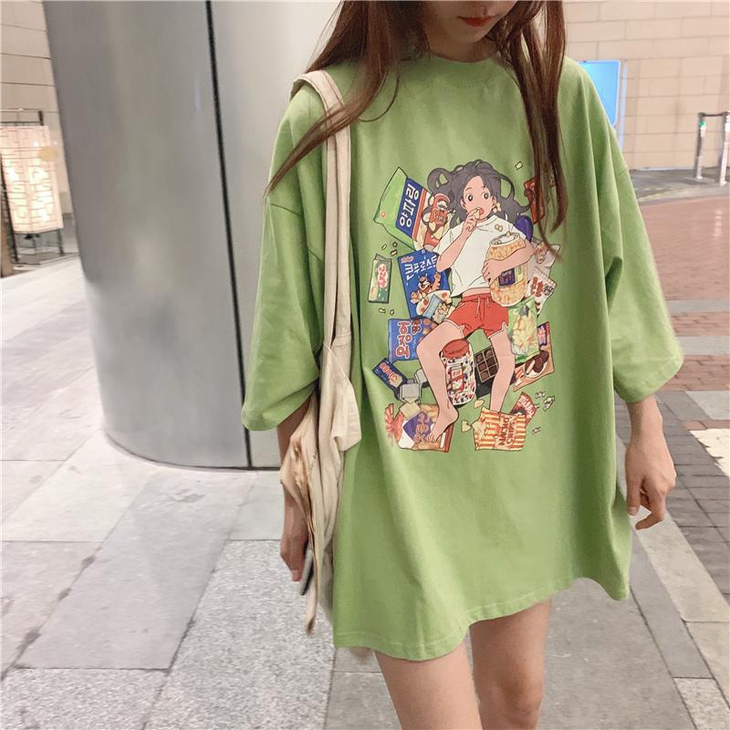 Lazy Girl Printed Teenage Fashion Oversized T-Shirt