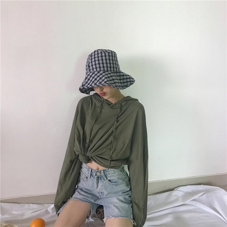 itGirl Shop OVERSIZE SOLID COLORS THIN V-NECK HOODIE