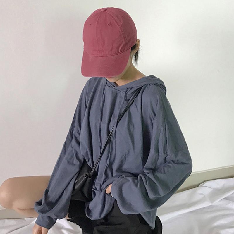 itGirl Shop OVERSIZE SOLID COLORS THIN V-NECK HOODIE