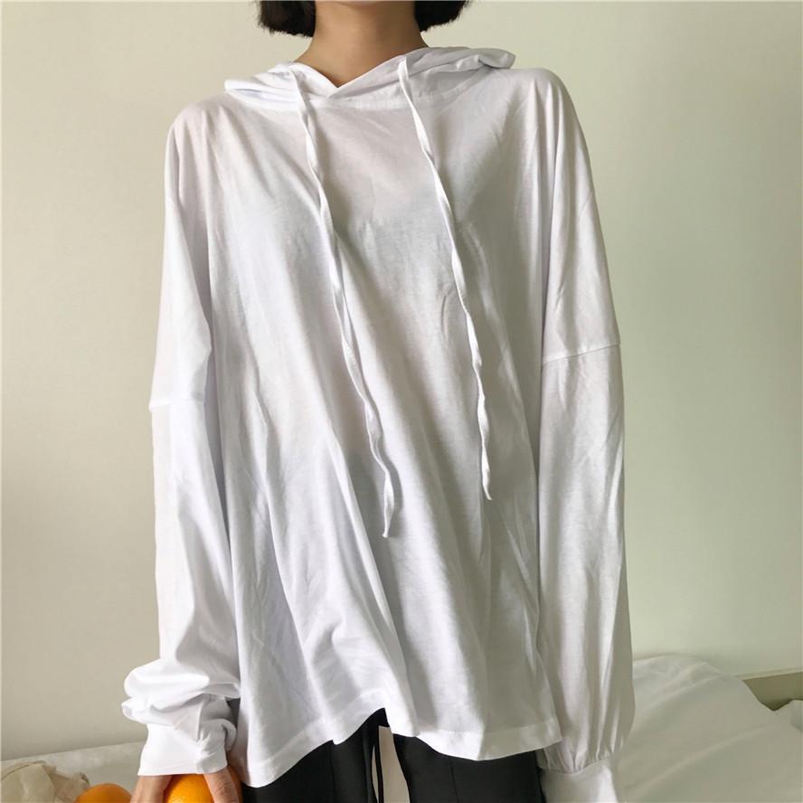 itGirl Shop OVERSIZE SOLID COLORS THIN V-NECK HOODIE