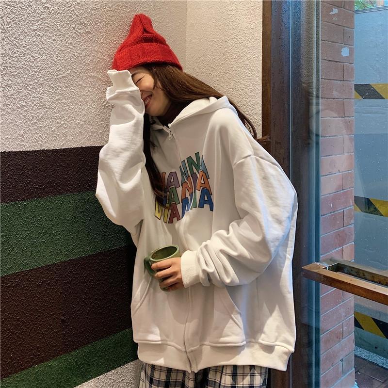itGirl Shop OVERSIZED WANNA COLORFUL LETTER PRINT HOODIE