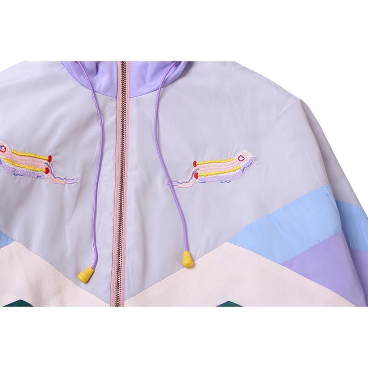 itGirl Shop Aesthetic Clothing Pastel Colors Patches Lines Hood
