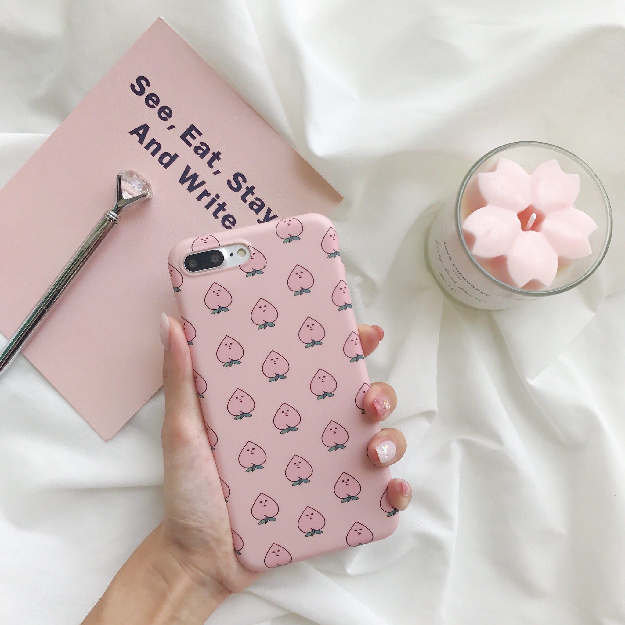 itGirl Shop PEACHY FACES PATTERN PINK IPHONE COVER