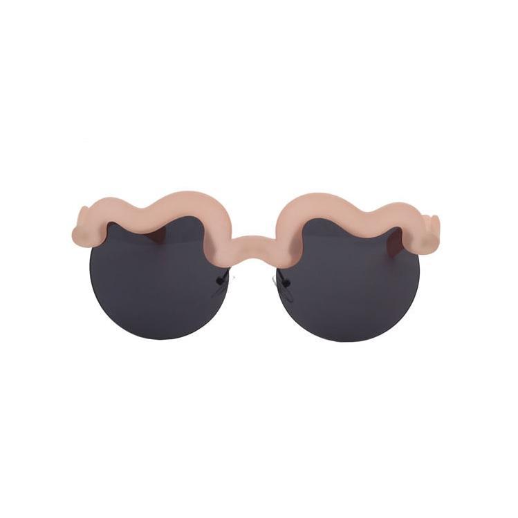 itGirl Shop PLASTIC WAVE BROW FRAME ROUND TROPICAL SUNGLASSES