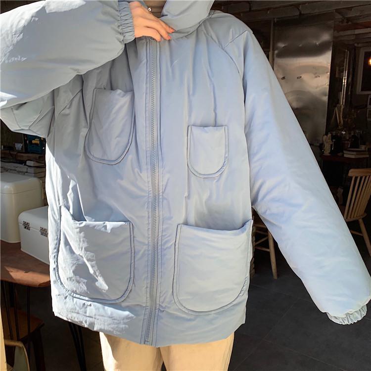Puff Padded Solid Colors Hooded Outwear Jacket