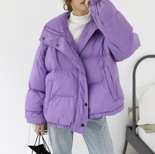 itGirl Shop PUFF WARM OVERSIZE QUILTED LILAC OUTWEAR ZIPPER JACKET