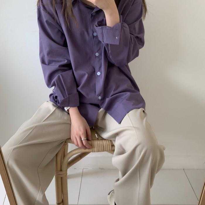 itGirl Shop PURPLE BUTTONS LOOSE CASUAL LONG SLEEVED SHIRT