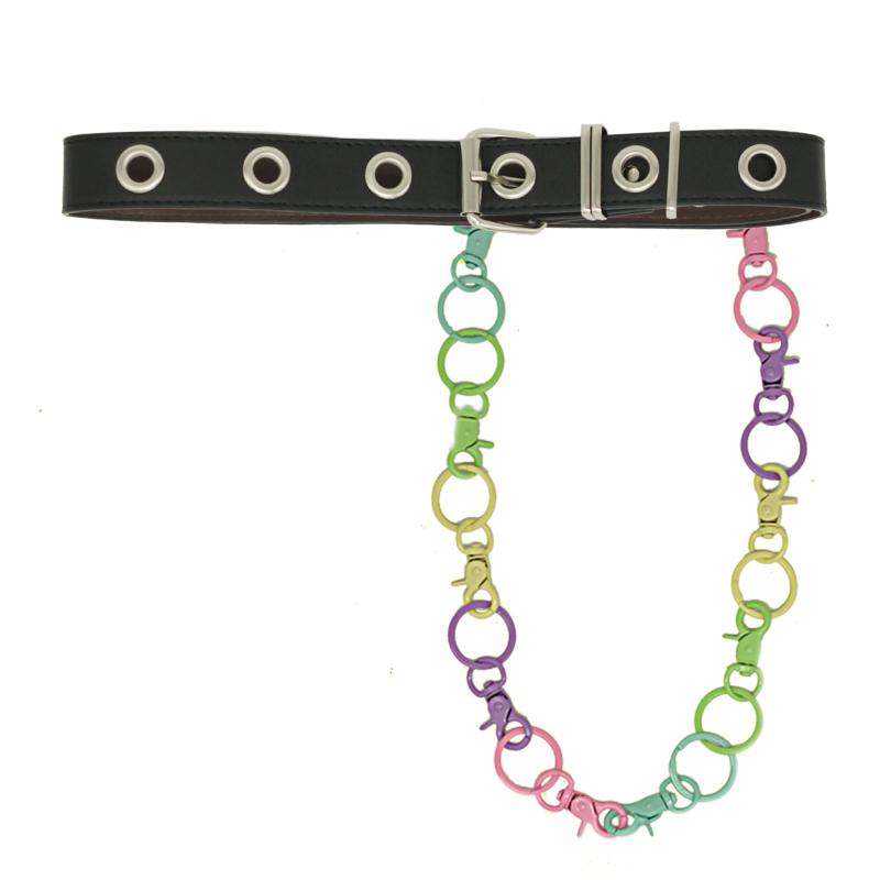 Rainbow Waist Chain Grunge Metallic Holes Belt