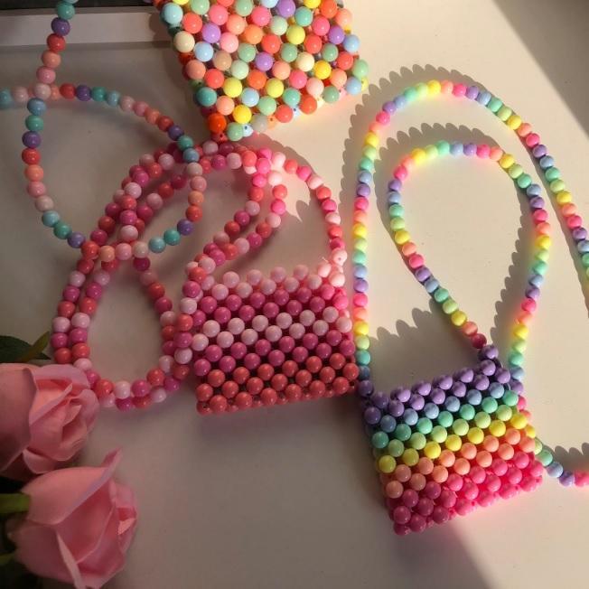 Retro Colorful Rainbow Beads Mini Purse Bag
