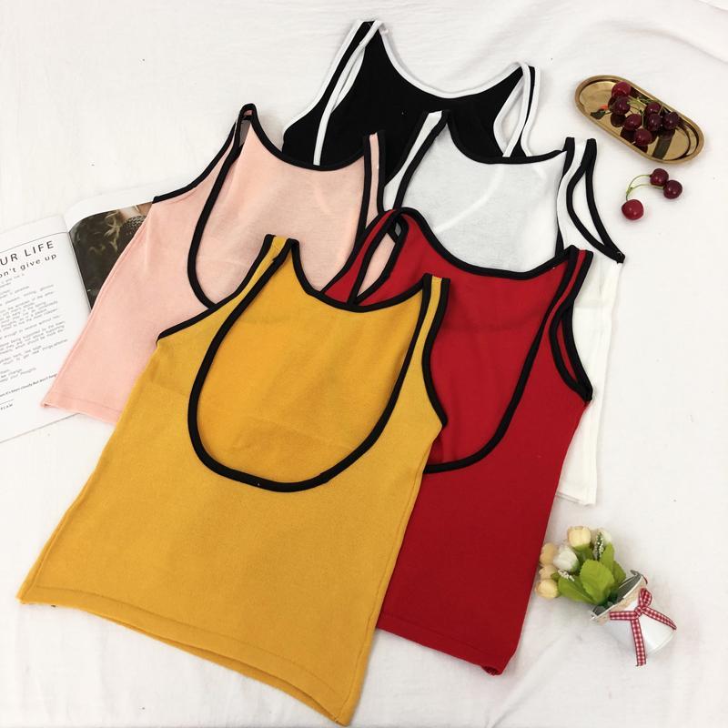 itGirl Shop RETRO SLIM KNIT SUMMER COLORFUL OPEN BACK SLEEVELESS TOP