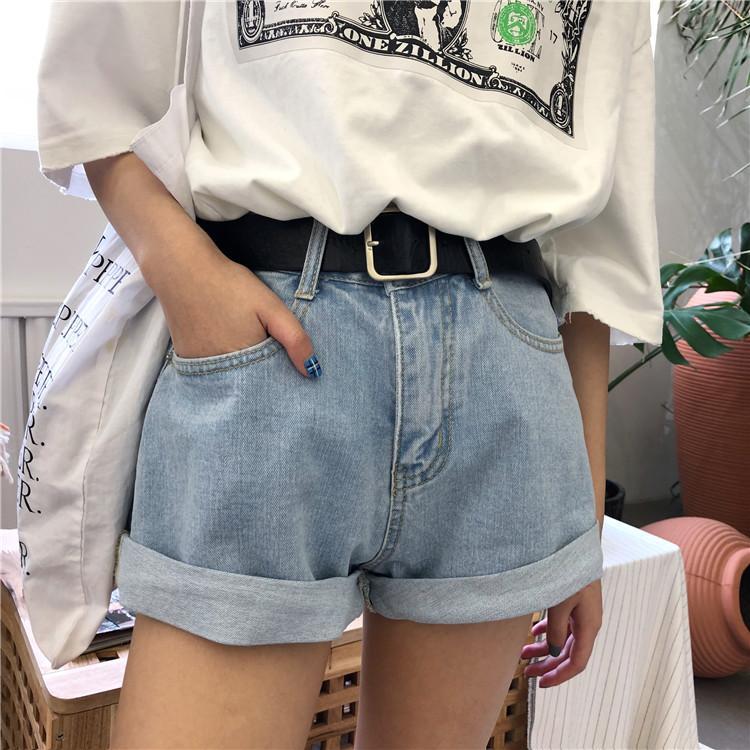 itGirl Shop ROLLED-UP WIDE LEG HIGH WAIST DENIM SHORTS