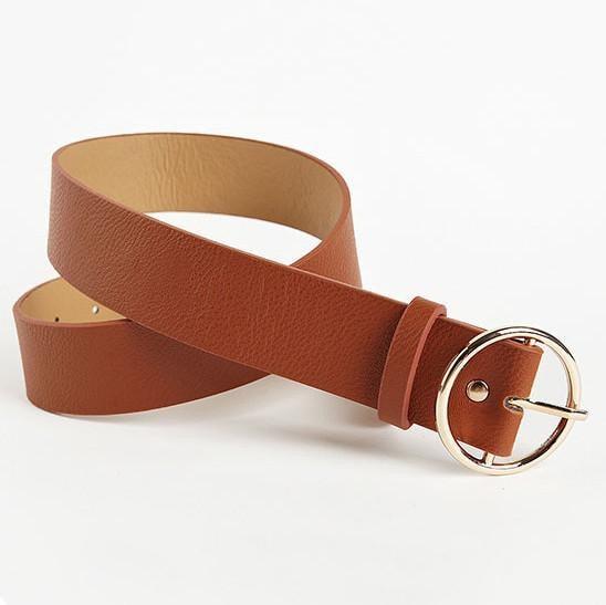 itGirl Shop ROUND BUCKLE BLACK LEATHER VINTAGE BELT