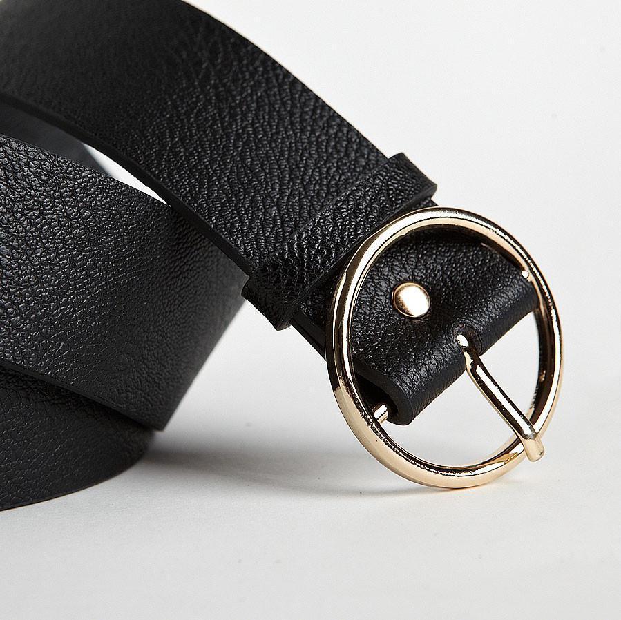 itGirl Shop ROUND BUCKLE BLACK LEATHER VINTAGE BELT