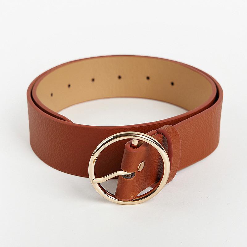 itGirl Shop ROUND BUCKLE BLACK LEATHER VINTAGE BELT