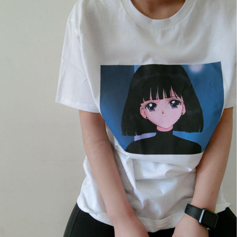 itGirl Shop SALE AESTHETIC SATURN GIRL ANIME PRINT T-SHIRT