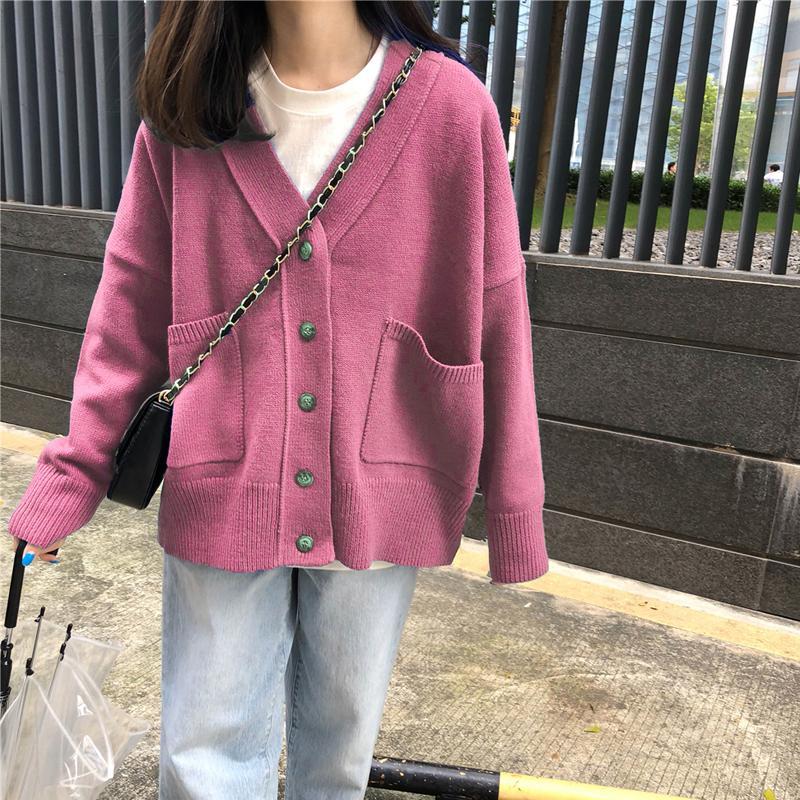 itGirl Shop SALE CASUAL COLORFUL POCKETS LOOSE KNIT SOFT CARDIGAN