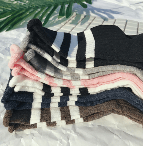 itGirl Shop SALE SPORTISH LINES MIDDLE HIGH ANKLE NATURAL COLORS SOCKS