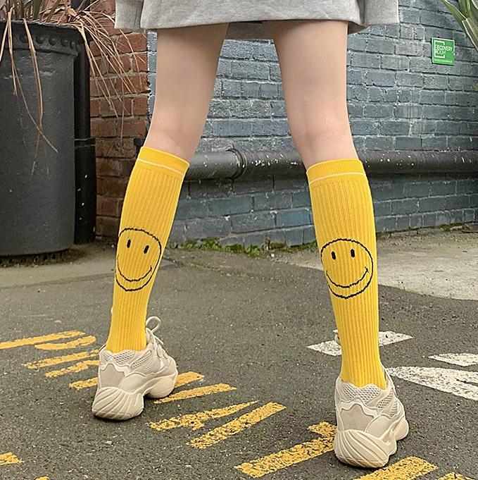Aesthetic Clothing itGirl Shop SALE TEEN TREND COLORFUL PRINTS RIBBED KNEE-HIGH SOCKS
