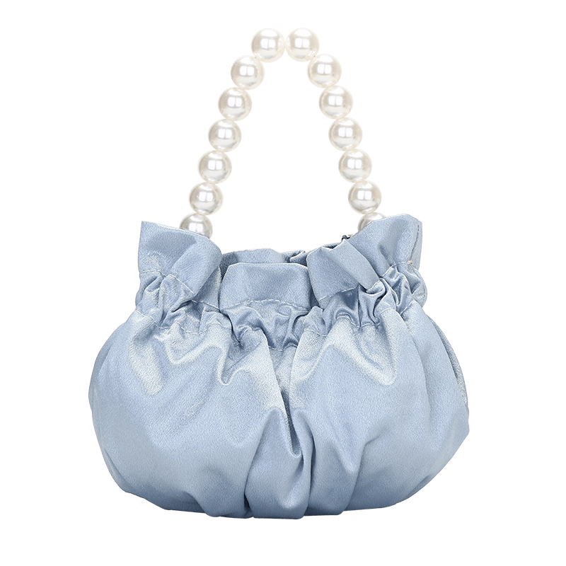 itGirl Shop SATIN SOFT AESTHETIC PEARL CHAIN DUMPLING BAG
