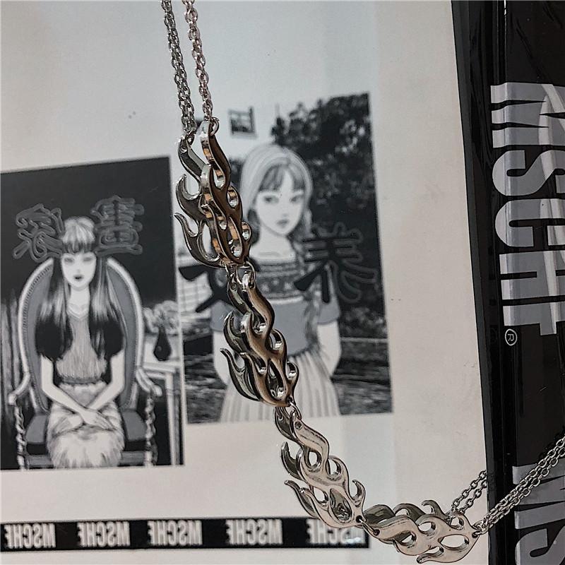 Silver Flames Street Fashion Chain Necklace