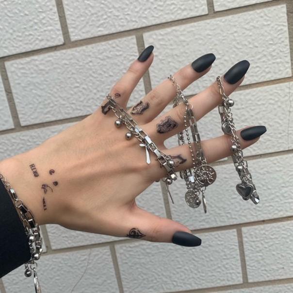 itGirl Shop - Aesthetic Clothing -Silver Heart Grunge Aesthetic Chain