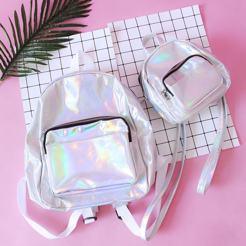 Silver holographic backpack sales