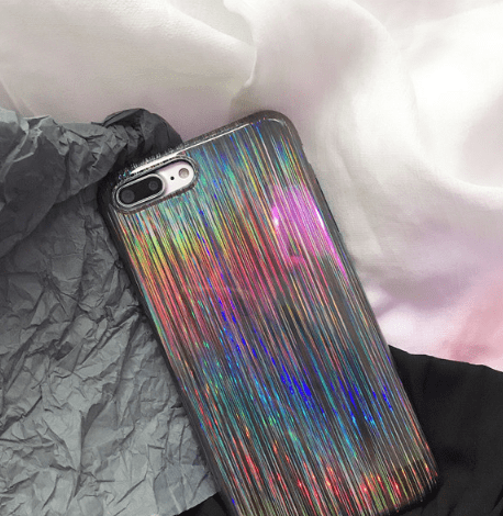 itGirl Shop SILVER LASER HOLOGRAM RAIN TAPE IPHONE 6 AND 7 CASE
