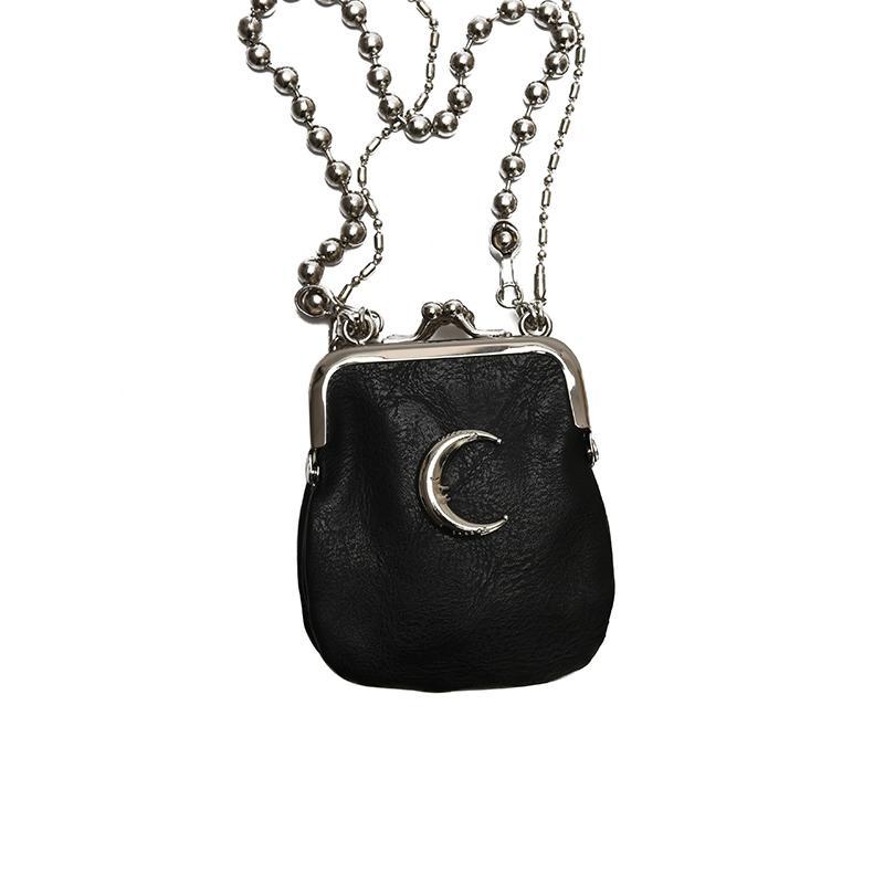 Silver Moon Crossbody Purse Chain Pu Leather Bag