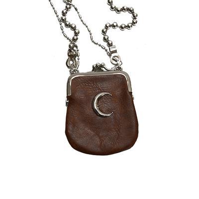 Silver Moon Crossbody Purse Chain Pu Leather Bag