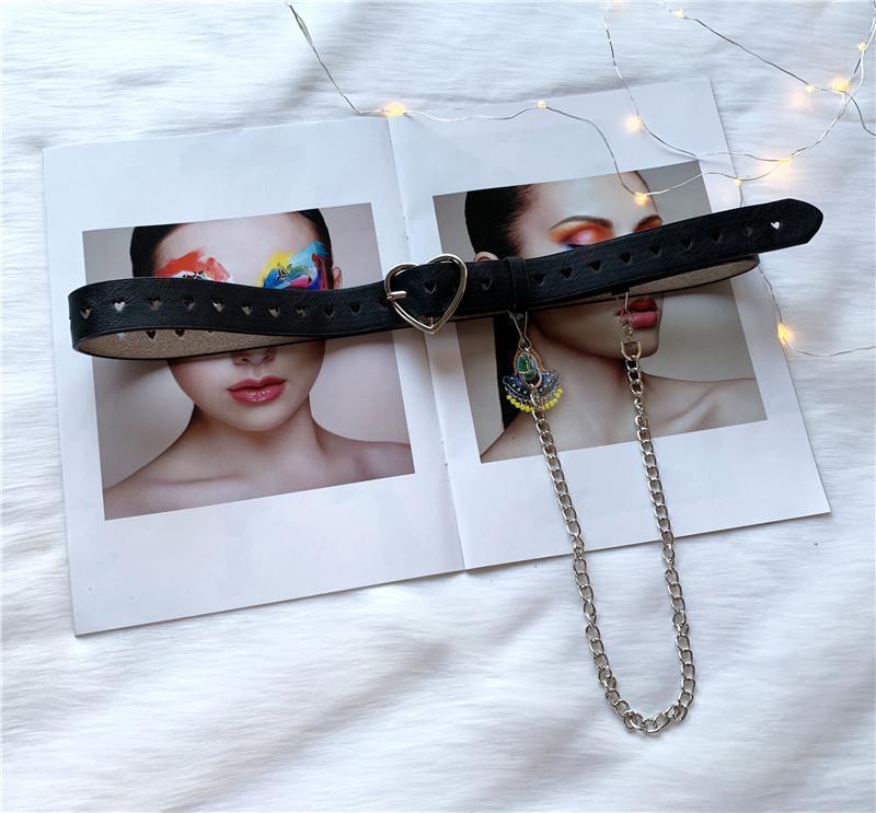 itGirl Shop SIMPLE METAL CHAINS VINTAGE AESTHETIC LEATHER BELTS