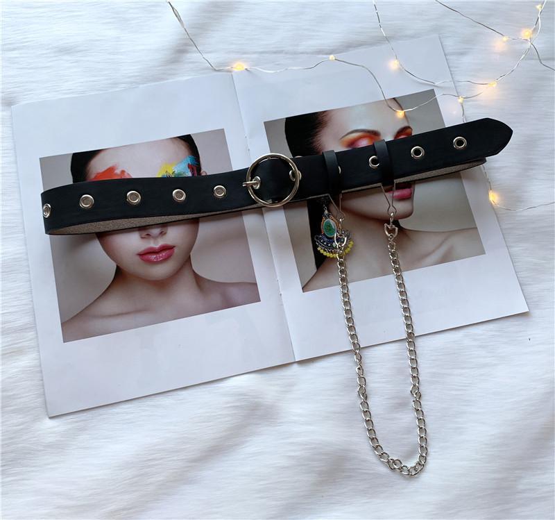 itGirl Shop SIMPLE METAL CHAINS VINTAGE AESTHETIC LEATHER BELTS
