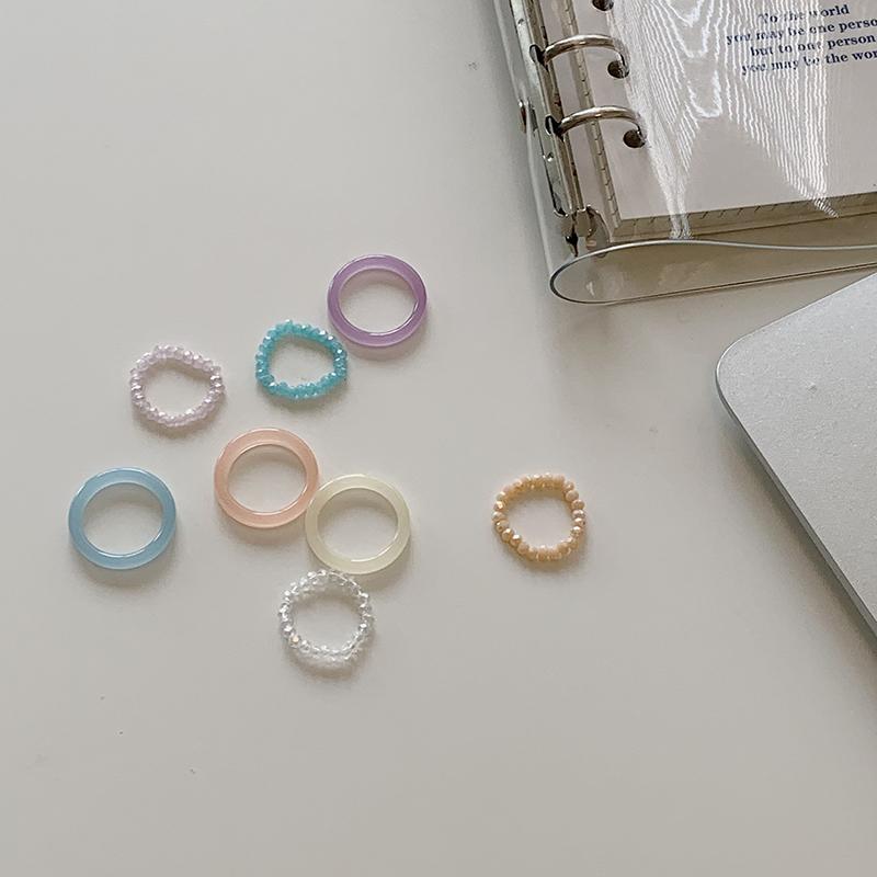 itGirl Shop SOFT AESTHETIC PASTEL COLORS TINY SIMPLE RINGS
