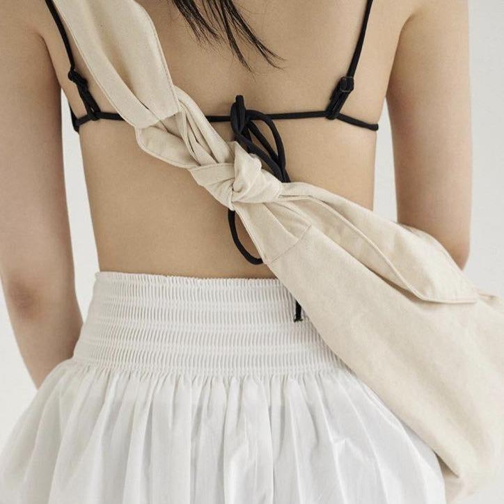 Soft Canvas Korean Fashion Tie Knot Shoulder Bag