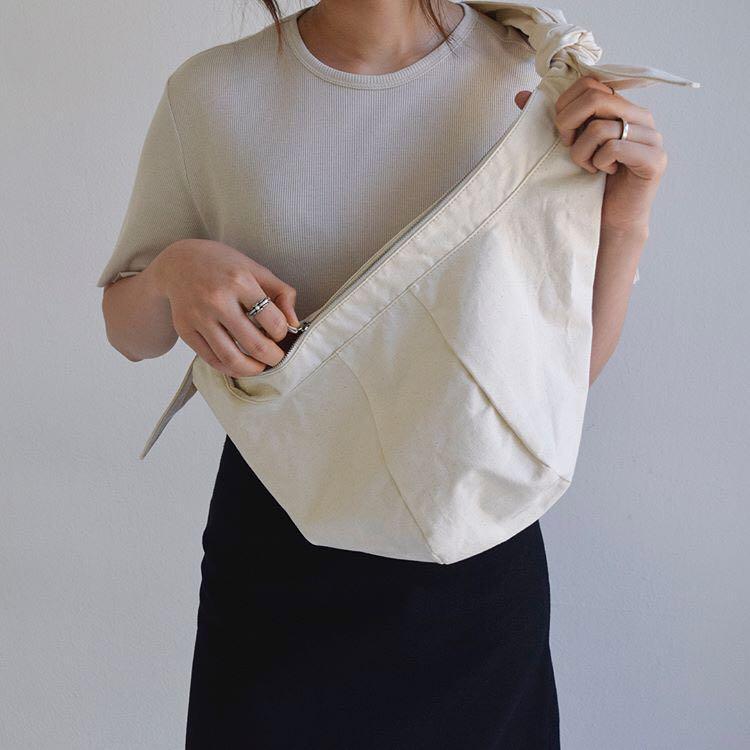 Soft Canvas Korean Fashion Tie Knot Shoulder Bag
