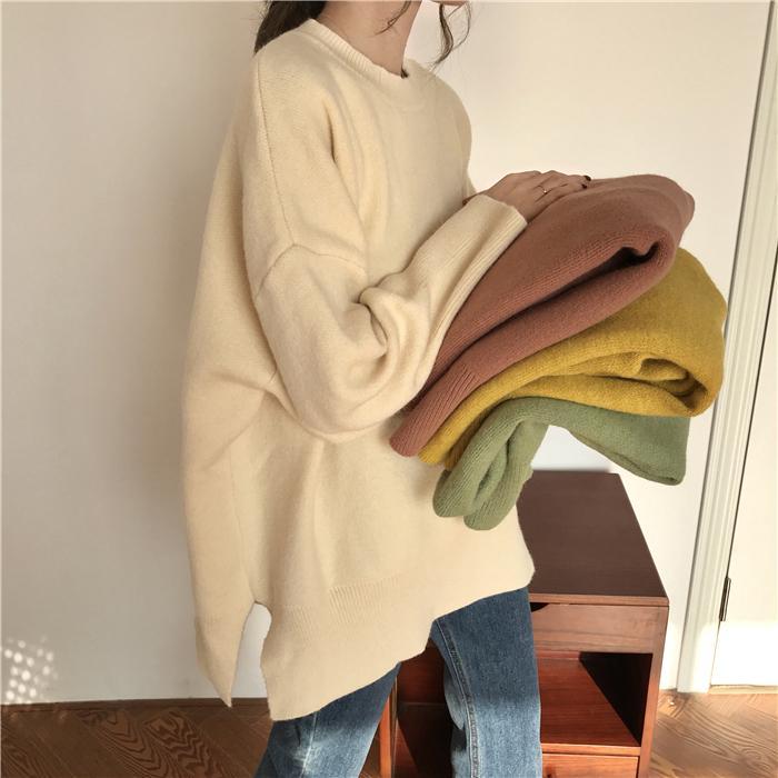 itGirl Shop SOFT COZY OVERSIZED SOLID COLORS KNITTED SWEATER